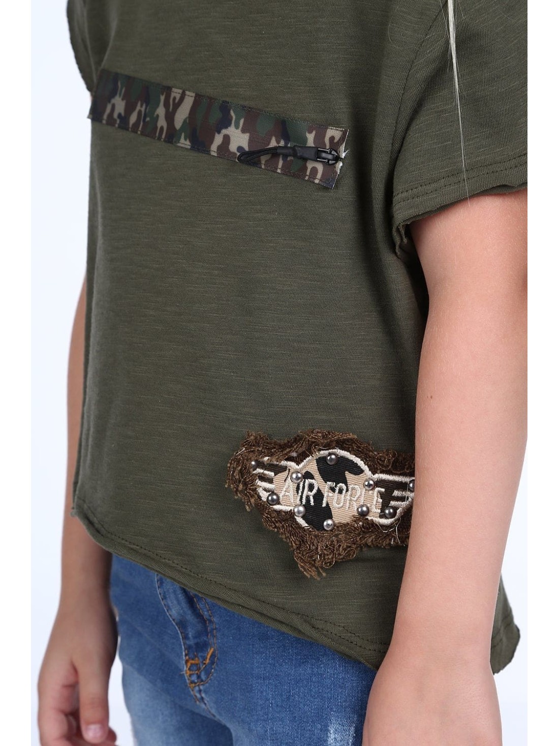 T-Shirt mit Khaki-Camouflage-Details NDZ8641 – Online-Shop – Boutique